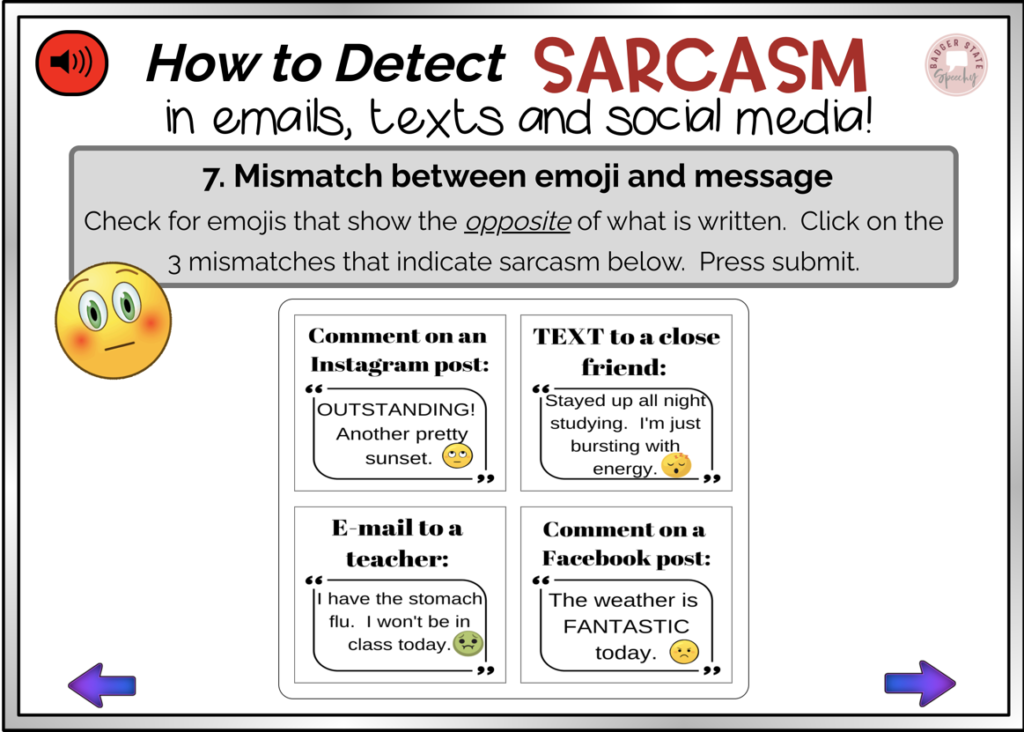 detecting sarcasm in texts, emails, social media, teaching sarcasm, speech therapy