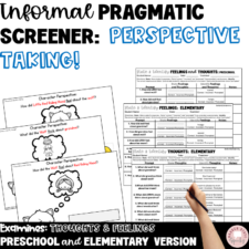 informal perspective taking screener, preschool, elementary, pdf, pragmatics, social skills