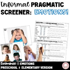 informal pragmatics screener emotions, preschool, elementary students, paralinguistics