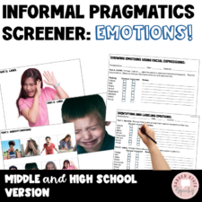 informal screener emotions, pragmatics evaluation, middle, high school, social communication, autism