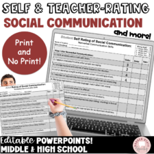 self rating of social communication skills for middle and high school, editable powerpoints