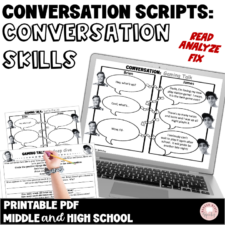 conversation skills, pragmatics homework, social skills, middle school, high school, speech therapy