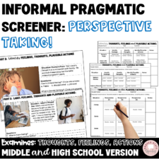 perspective taking screener, evaluation, middle school, high school, social communication, autism